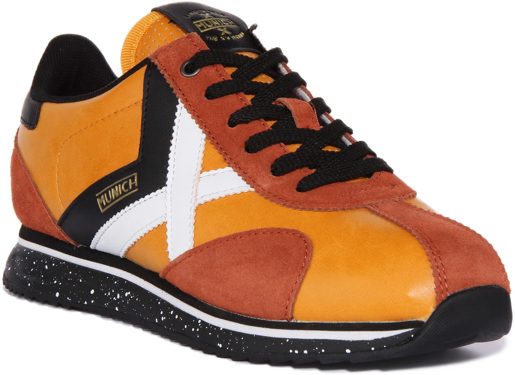 Munich Sapporo 145 Zapatillas de deporte retro de piel sintética con cordones para hombre en mostaza